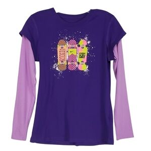 Nike Girls Shirt Youth Size XL Top Purple Long Sleeve Skateboard Graphic